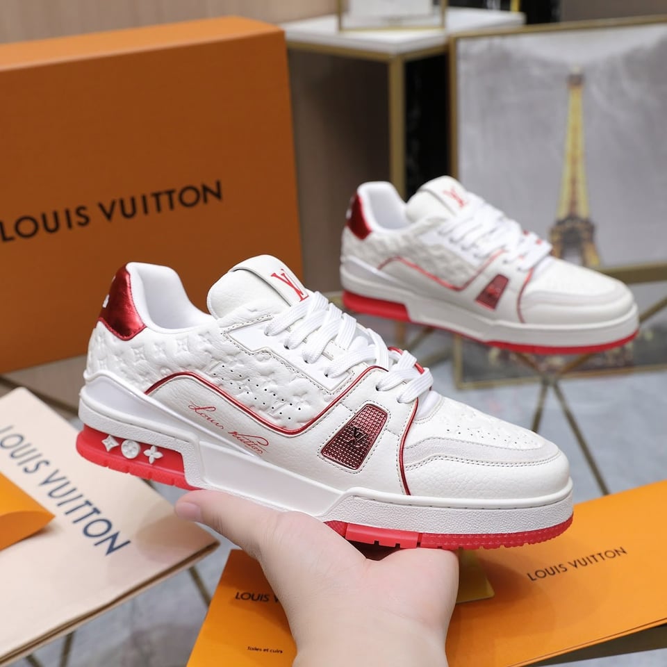 Louis Vuitton Trainer Red Monogram Debossed Calf Leather 1AKCOX view 2