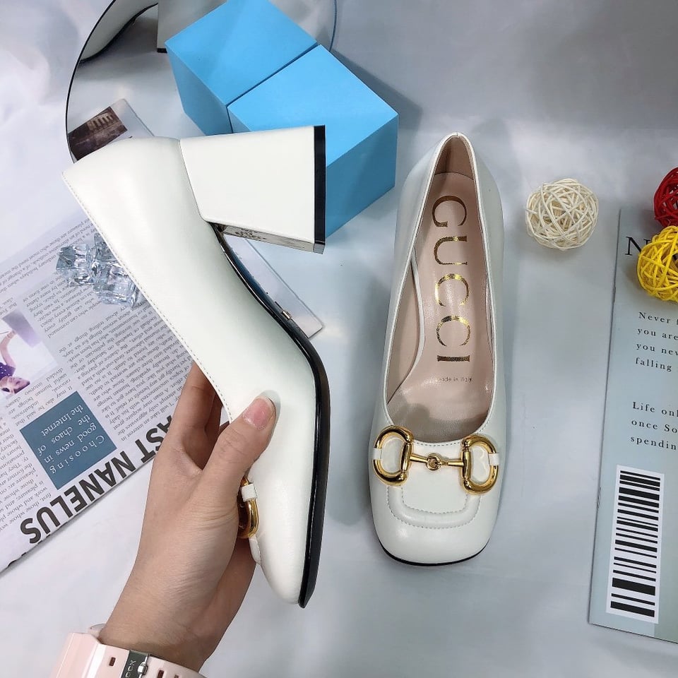 Gucci Women?S Mid Heel Pump With Horsebit White view 6