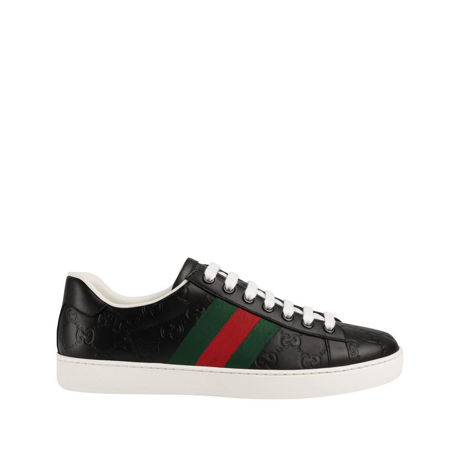 Gucci Ace Black Logo Sneaker 386750 Cwcg0 1070 view 2