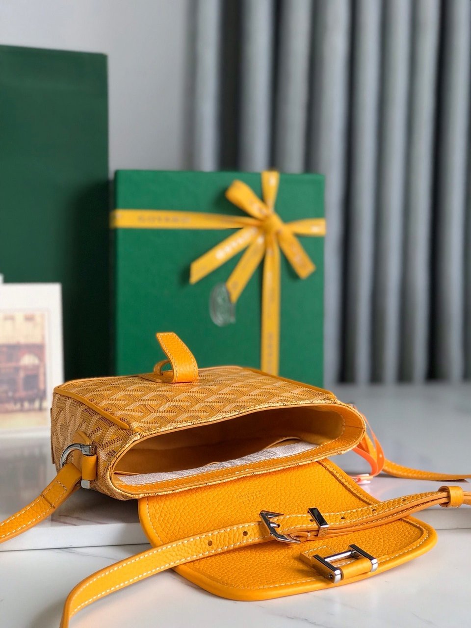Goyard Grand Bleu 16cm Yellow Goyardine Canvas And Lambskin view 7