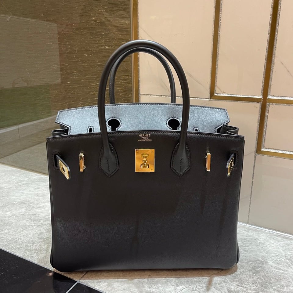 Hermes Birkin 30Cm Black Swift Leather Gold Hardware view 6