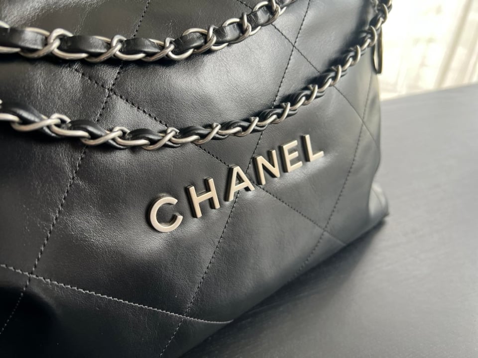 Chanel Hobo Bag 22 Black Lambskin Silver Hardware view 9