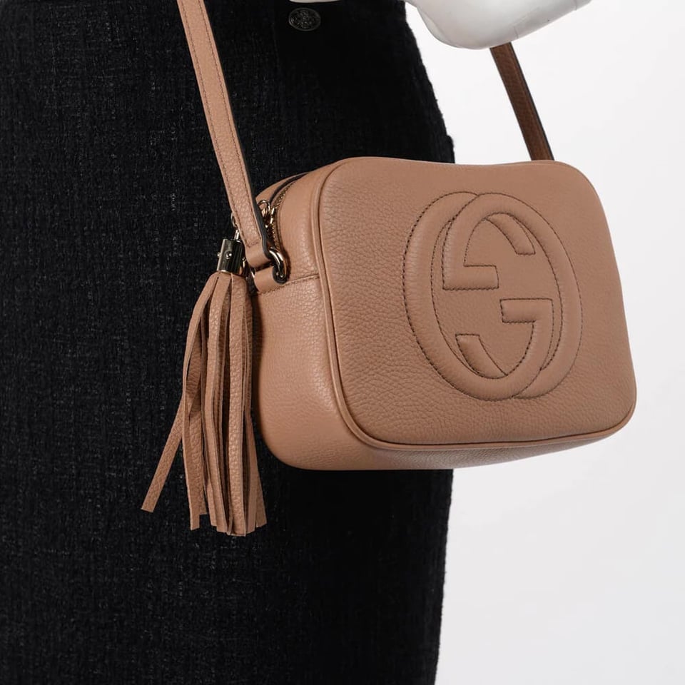 Gucci Soho Small Leather Disco Bag Apricot view 4