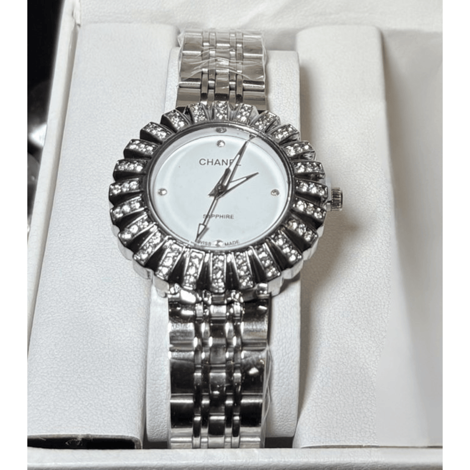 Chanel Sapphire Diamond Watch White Dial view 3