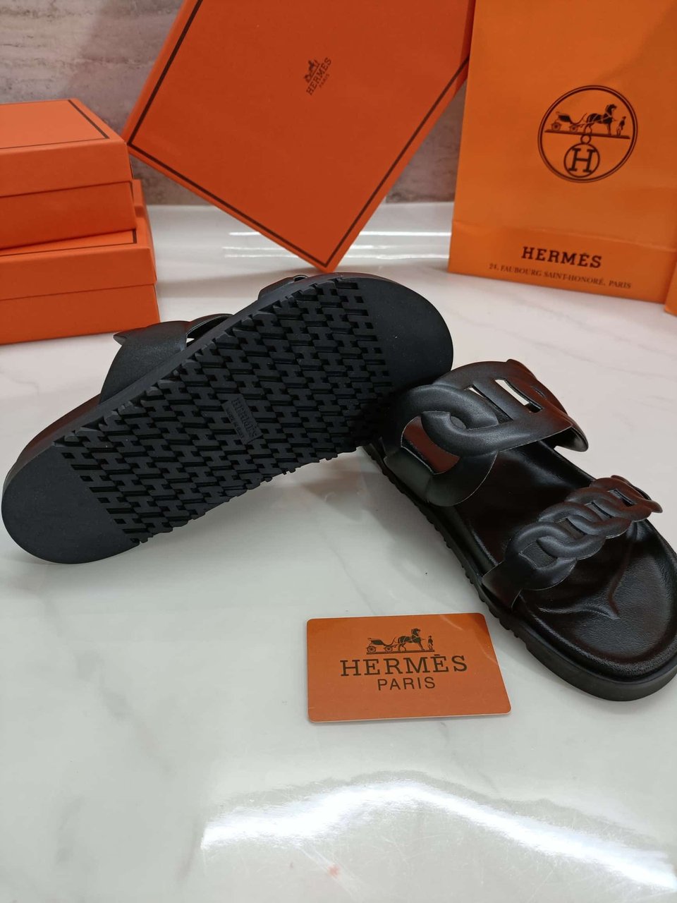 Hermes Extra Sandal Black H222302Z 02350 view 7