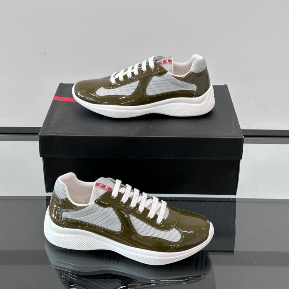 Prada Patent Leather And Technical Fabric Cup Sneakers view 6
