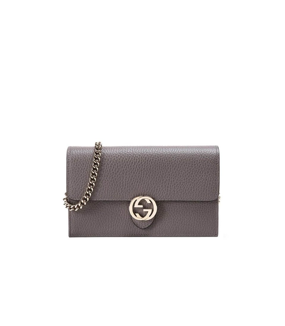 Gucci GG Interlocking Wallet On Chain Grey view 2