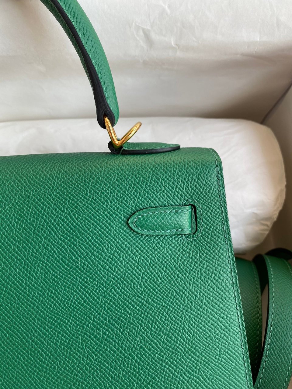 Hermes Kelly 25 Bag In Emerald Green Epsom Leather For Women 25cm/10in view 8
