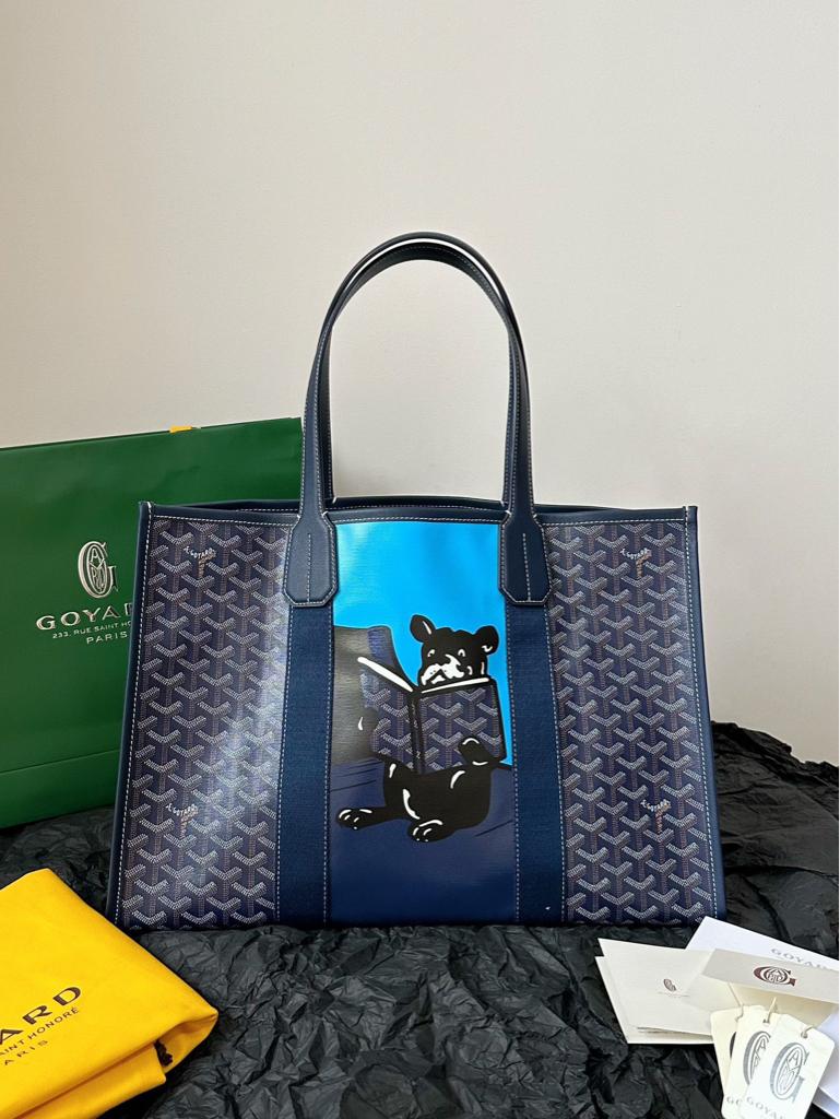 Goyard Goya Villette Tote 45Cm Navy Canvas view 3