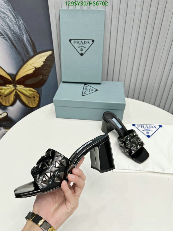 Prada Studded Metallic Leather Mules Black view 8