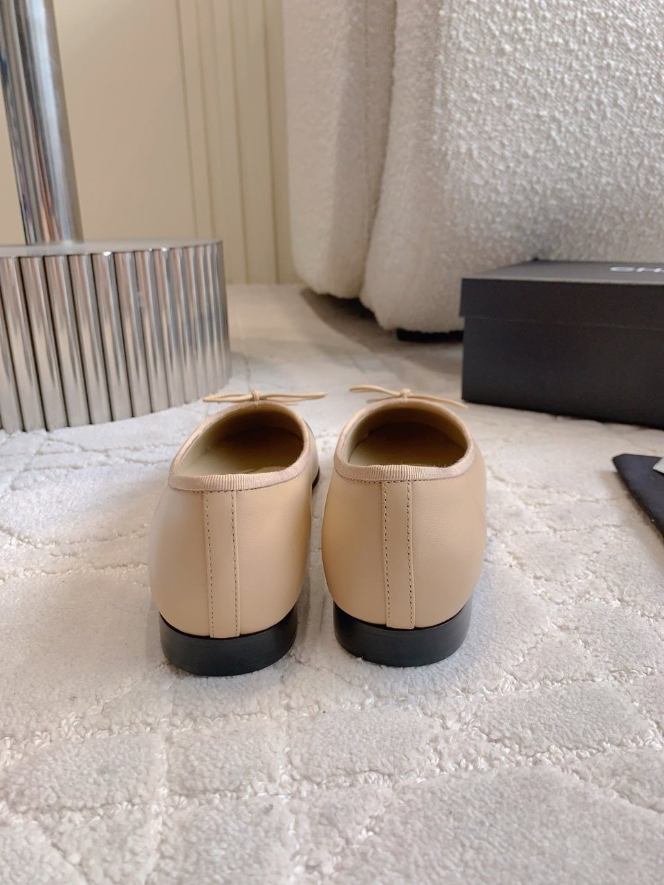 Chanel Cambon Leather Ballet Flats Beige For Women view 7