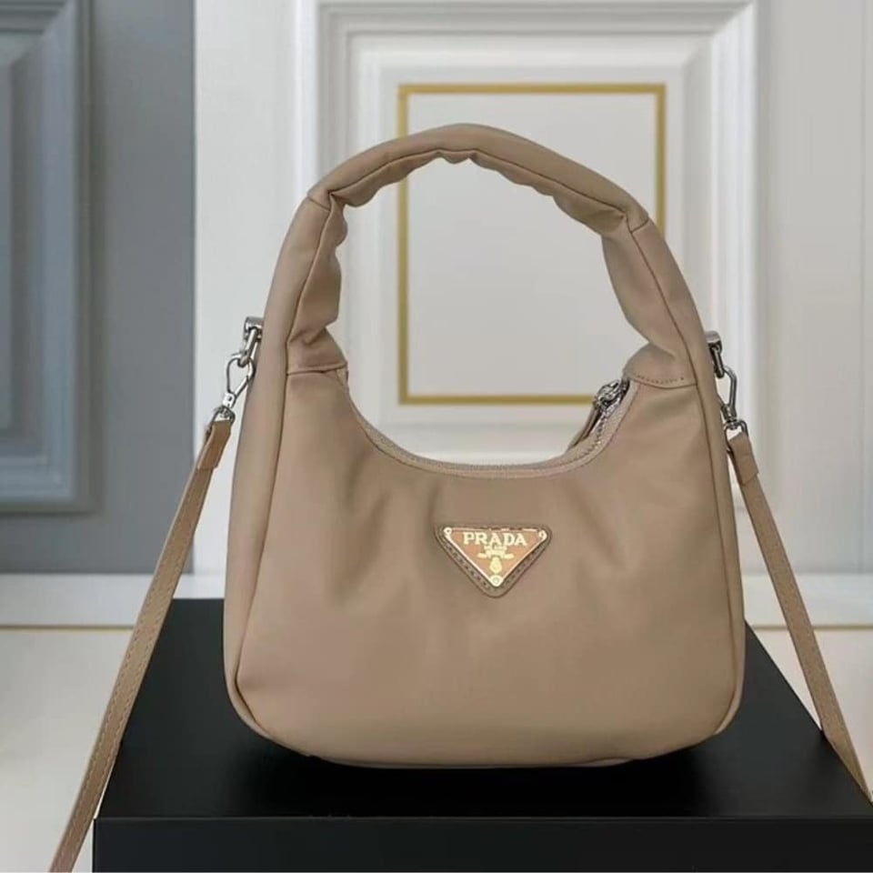 Prada Soft Padded Nappa Leather Bag Beige 21Cm view 3