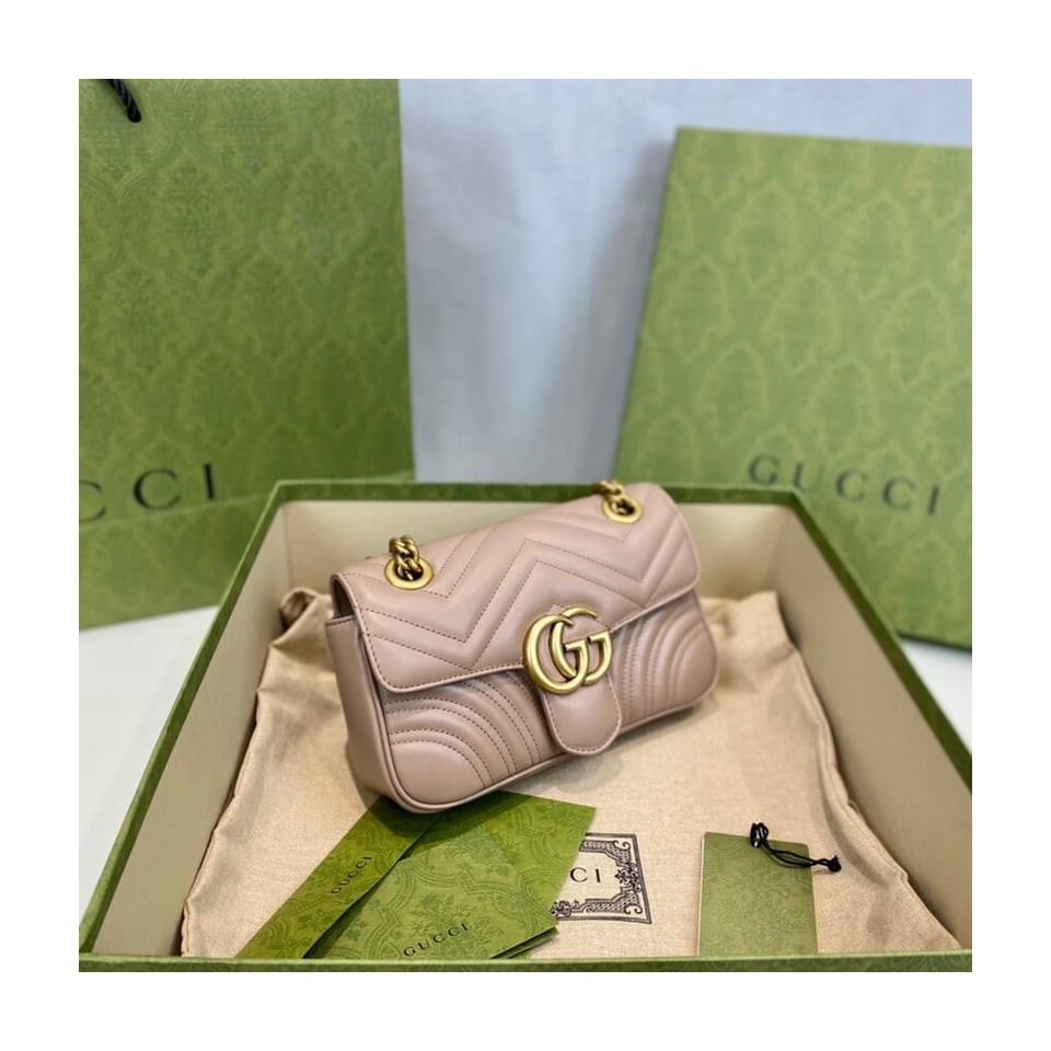 Gucci GG Marmont Matelasse Chevron Leather Mini Bag Nude Pink view 10