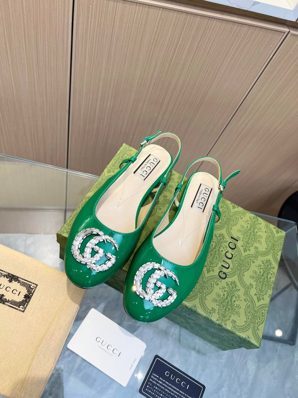 Gucci Gg Crystal Slingback Green view 9