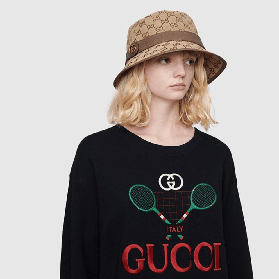 Gucci GG Canvas Bucket Hat Beige Brown view 3