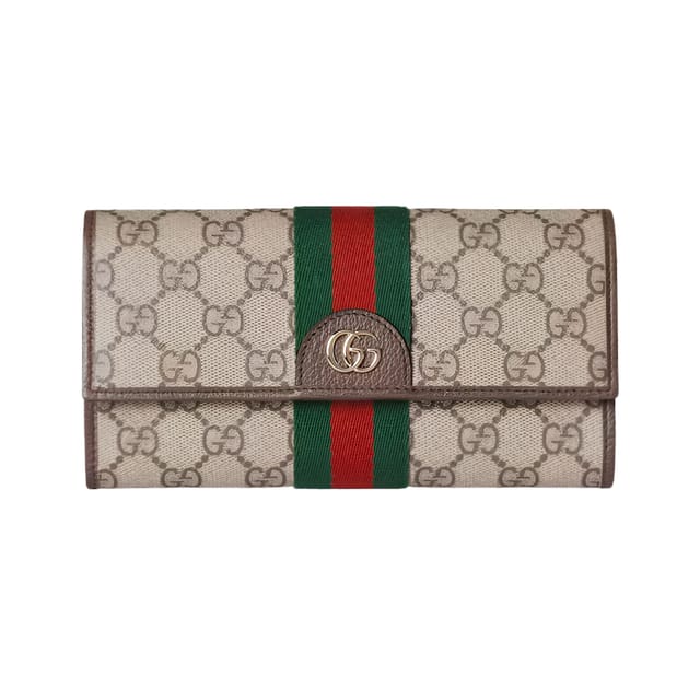 Gucci Ophidia Continental Wallet 19cm/7.5in Beige And Dark Brown 838485