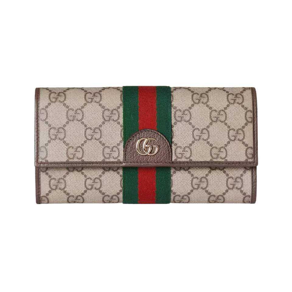Gucci Ophidia Continental Wallet 19cm/7.5in Beige And Dark Brown 838485