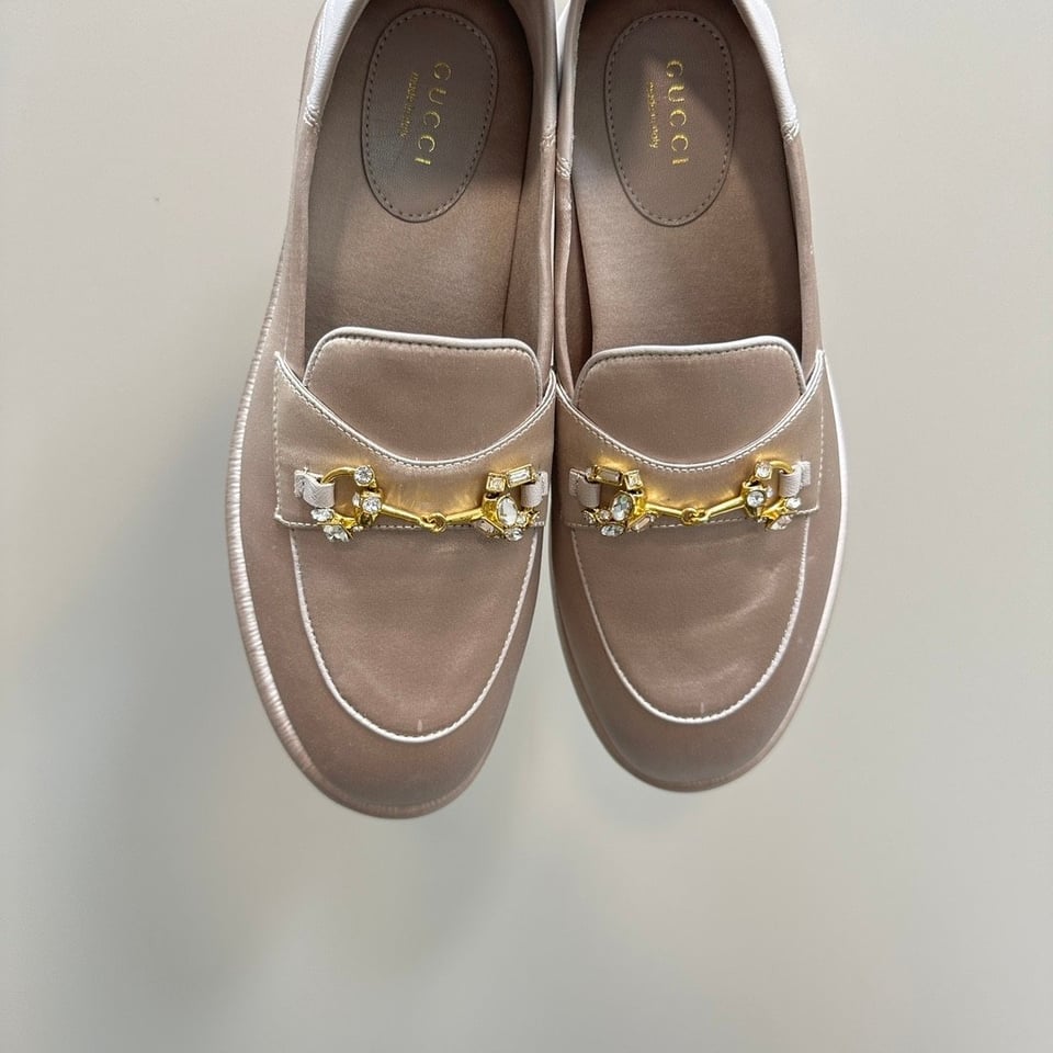 Gucci Women’S Horsebit Loafer With Crystals Beige view 4