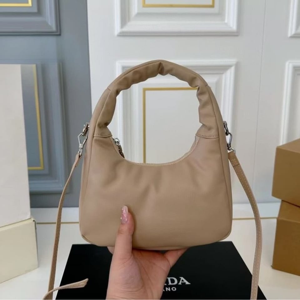Prada Soft Padded Nappa Leather Bag Beige 21Cm view 8