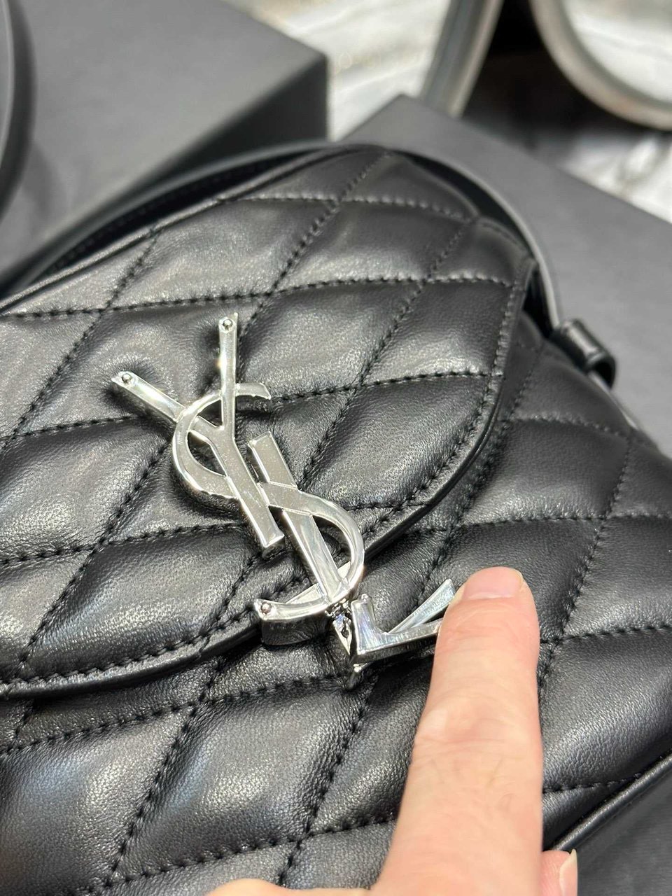 Saint Laurent June Box Bag In Quilted Black view 9