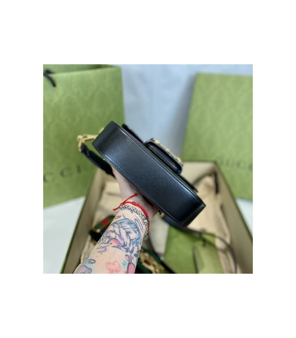 Gucci Horsebit 1955 Mini Bag in Black Leather 20.5cm/8.1in view 11