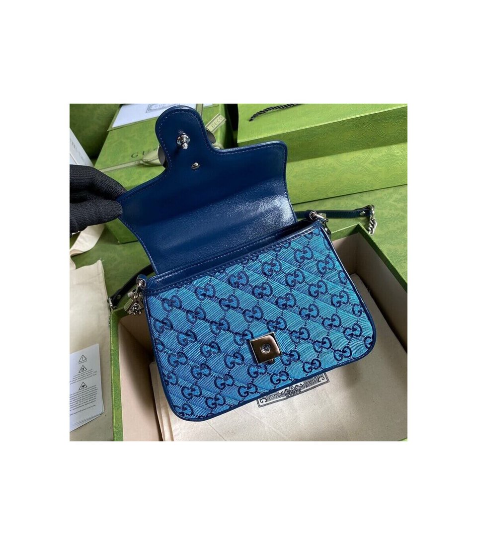 Gucci GG Marmont Multicolour Mini Top Handle Bag Blue view 8