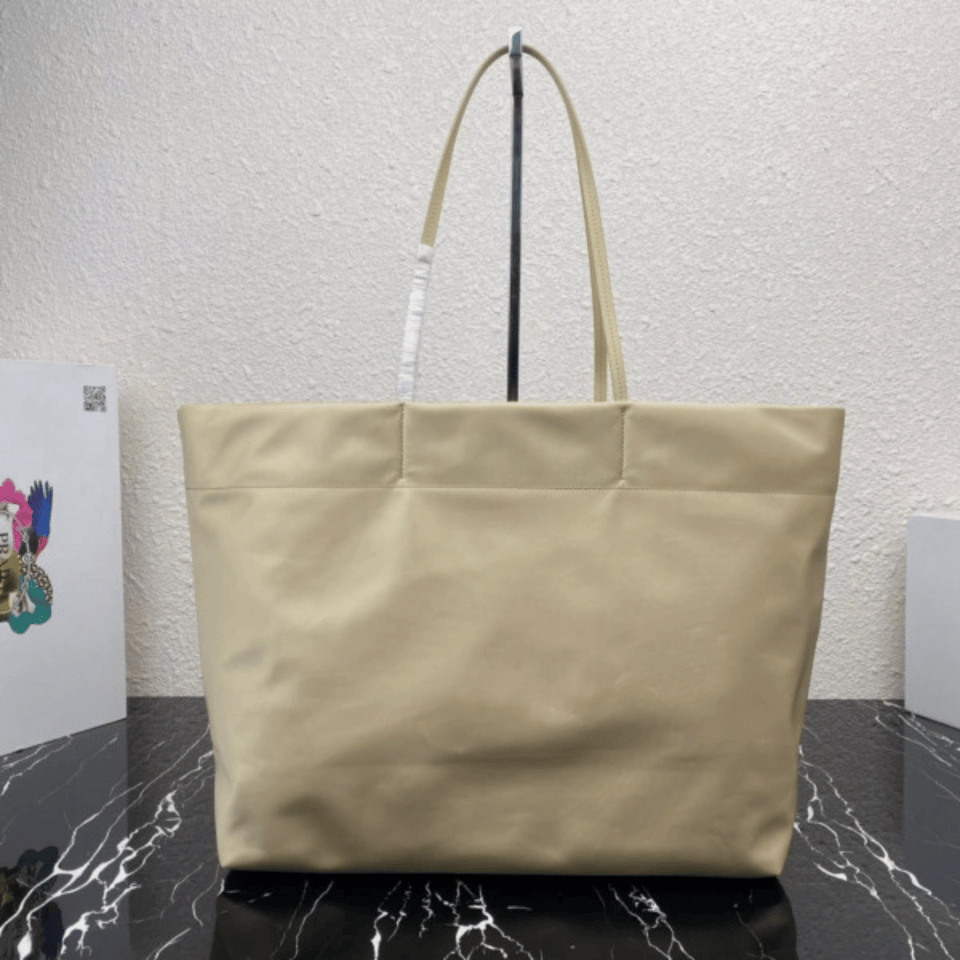 Prada Tessuto Synthetic Tote Bag Beige 35Cm view 4