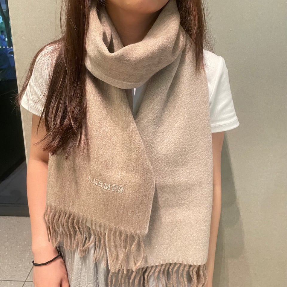 Hermes Cashmere Scarf Ombre Beige For Women 180cm view 5