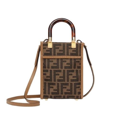 Fendi Mini Sunshine Shopper Brown Ff Fabric Mini Bag 18Cm view 2