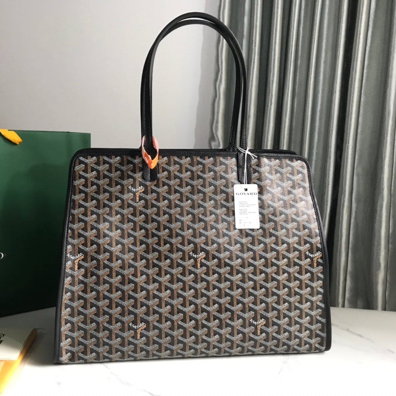 Goyard Hardy Pm Bag 40 Cm Black Goyardine Canvas And Taurillon Leather Trim view 11