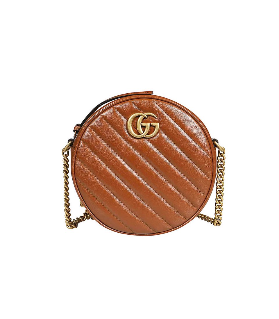 Gucci GG Marmont Mini Round Shoulder Bag Brown view 2