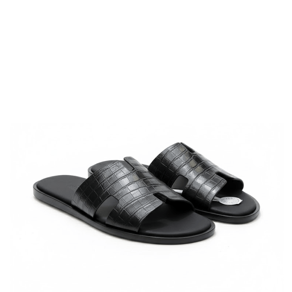 Hermès Black Crocodile Oran Sandals- Shoes for Men view 2