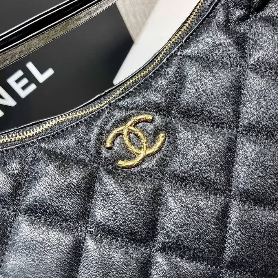 Chanel Hobo Bag in Black Lambskin view 9