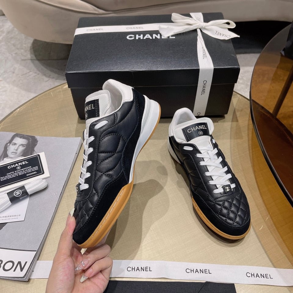 Chanel Sneakers Calfskin Suede Black view 3