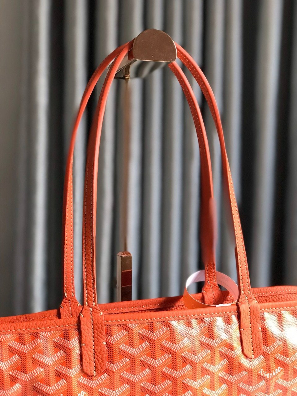 Goyard Hardy Pm Bag 40 Cm Orange Goyardine Canvas And Taurillon Leather Trim view 6