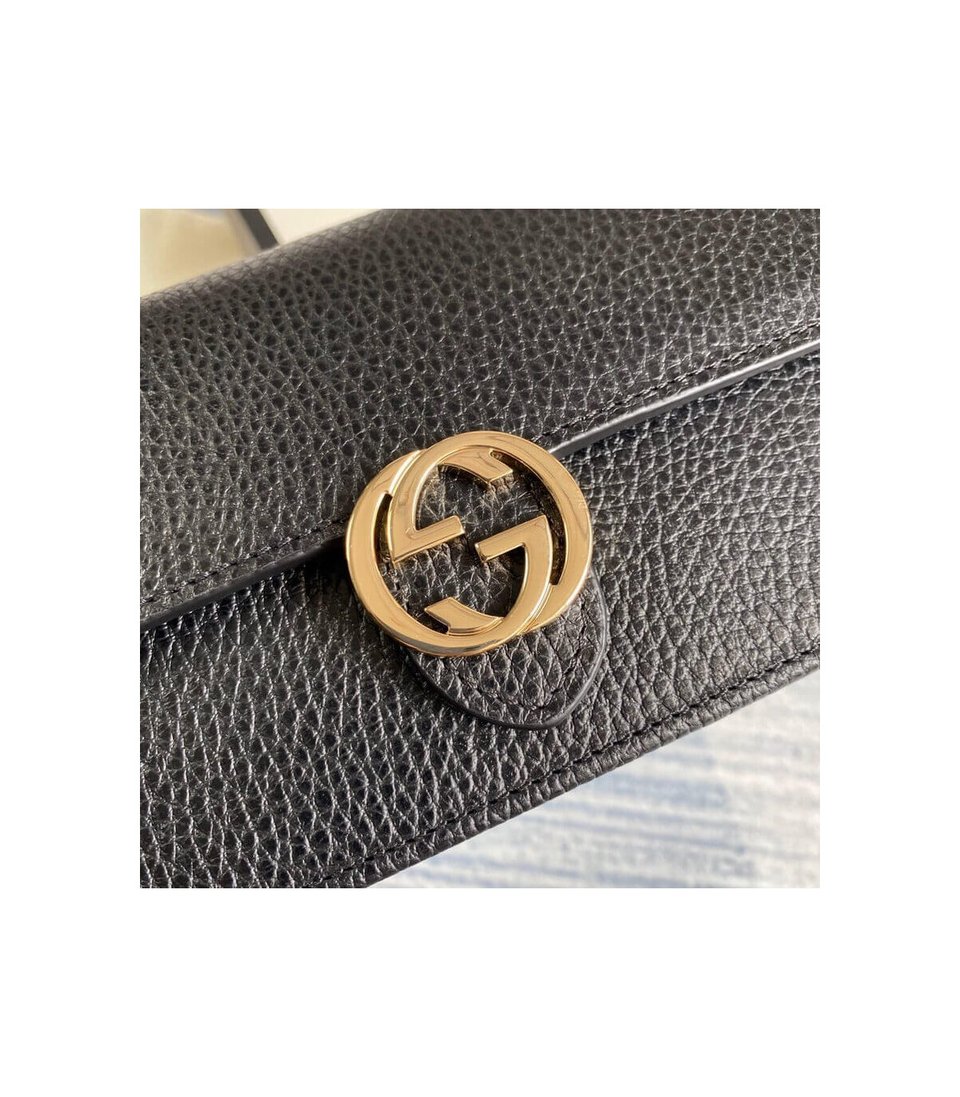 Gucci GG Interlocking Wallet On Chain Black view 10