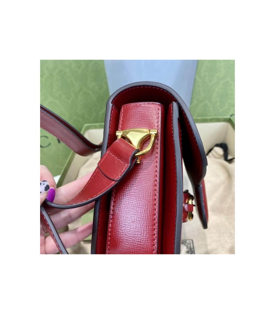 Gucci 1955 Horsebit Red GG Supreme Canvas Shoulder Bag 25cm view 10