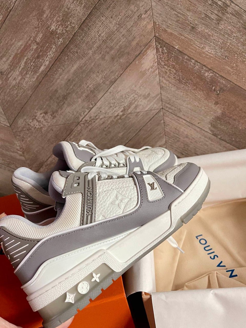 Louis Vuitton Lv Trainer Sneaker Grey White 1A8Kba view 9