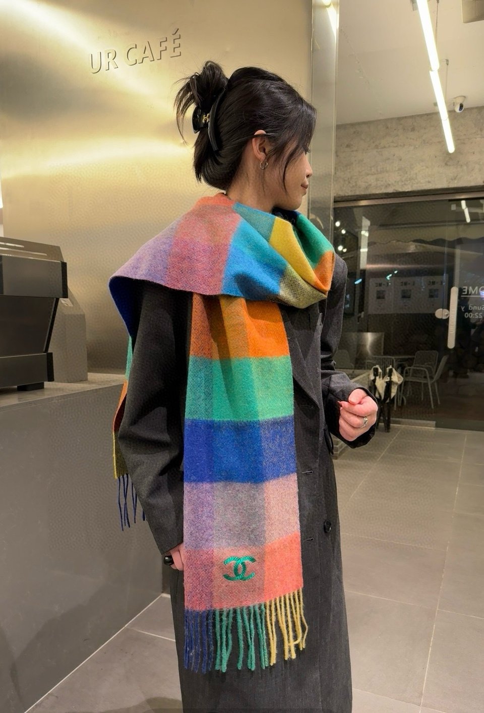 Chanel Cashmere Scarf Colorblock Multicolor For Women 200cm view 4