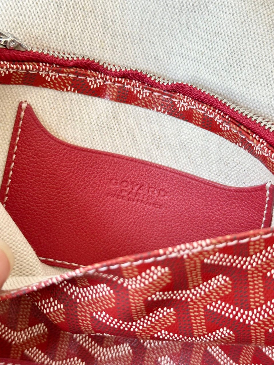 Goyard Plumet Pocket Wallet 20 Cm Classic Red Goyardine Canvas And Lambskin Trim view 5