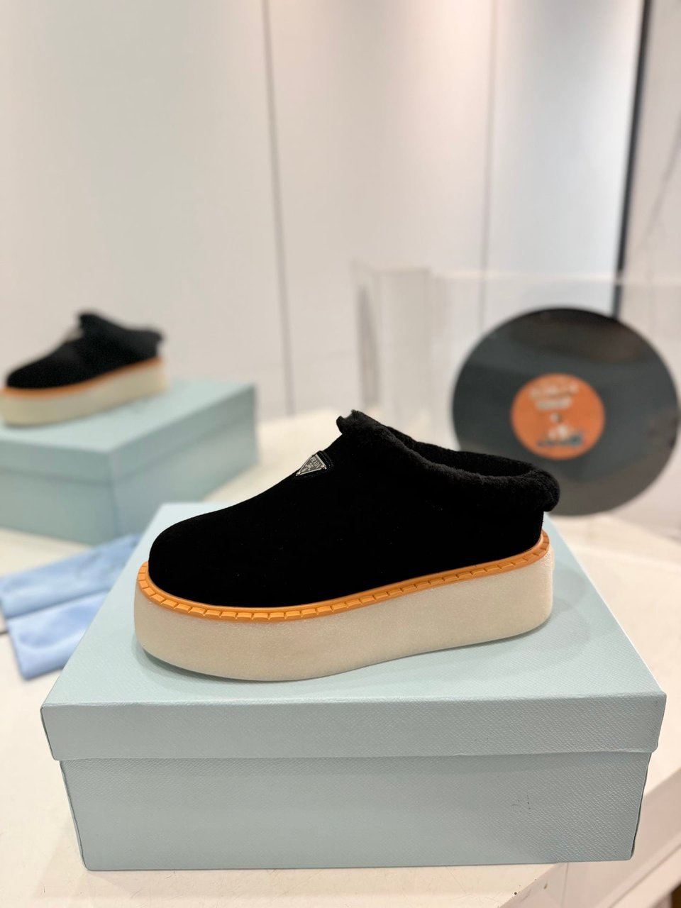 Prada Suede Mules Black view 6
