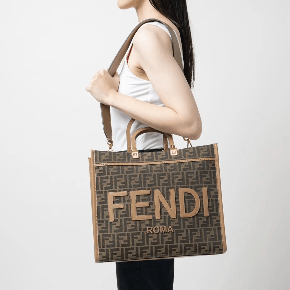 Fendi FF Jacquard Sunshine Medium Tote Bag Brown 35Cm view 3