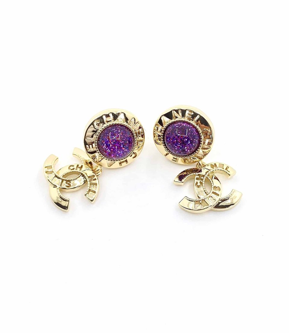 Chanel Purple Earrings view 5