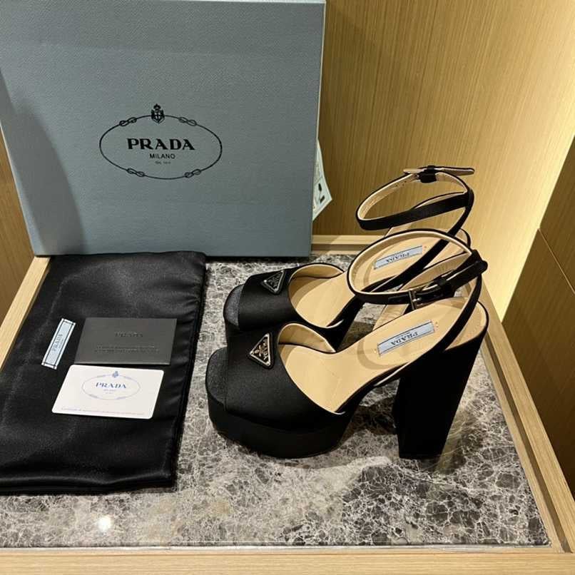 Prada High-Heeled Satin Sandals Black 1Xp48B049F0002F135 view 5