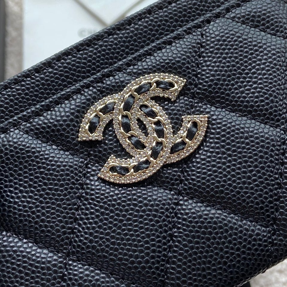 Chanel Card Holder 11Cm Black Caviar Light Gold Hardware view 6