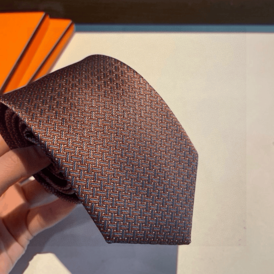 Hermes Pattern Canvas Tie For Men view 8