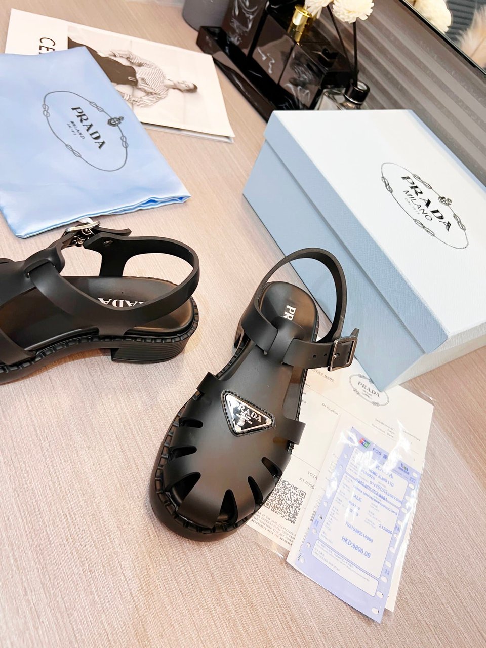 Prada Sporty Foam Rubber Sandals Black 1X857M 3Lkk F0002 F 050 view 8