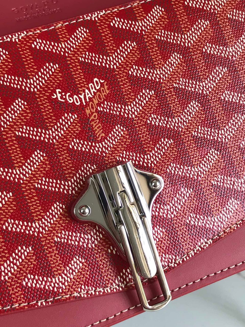 Goyard Duchesse Marie-Caroline Bag 25 Cm Red Goyardine Canvas And Smooth Calfskin view 8
