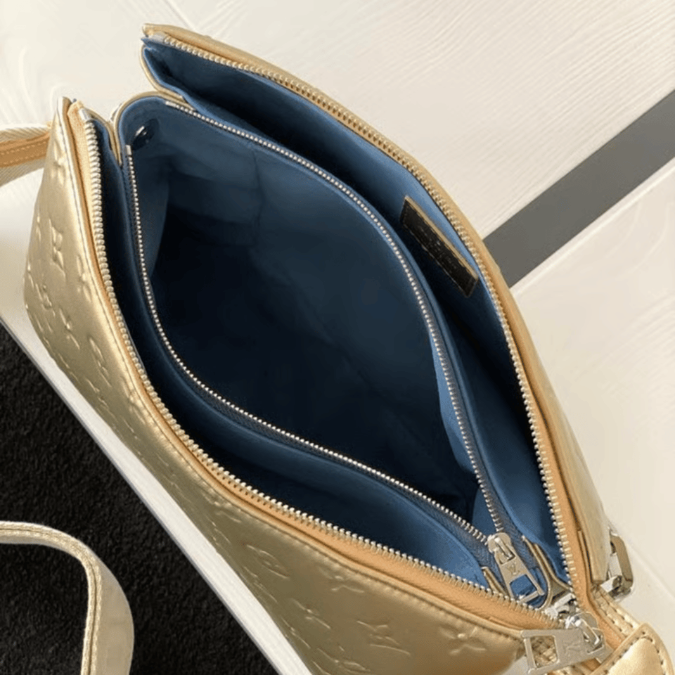 Louis Vuitton Lambskin Embossed Monogram Coussin PM Gold view 6