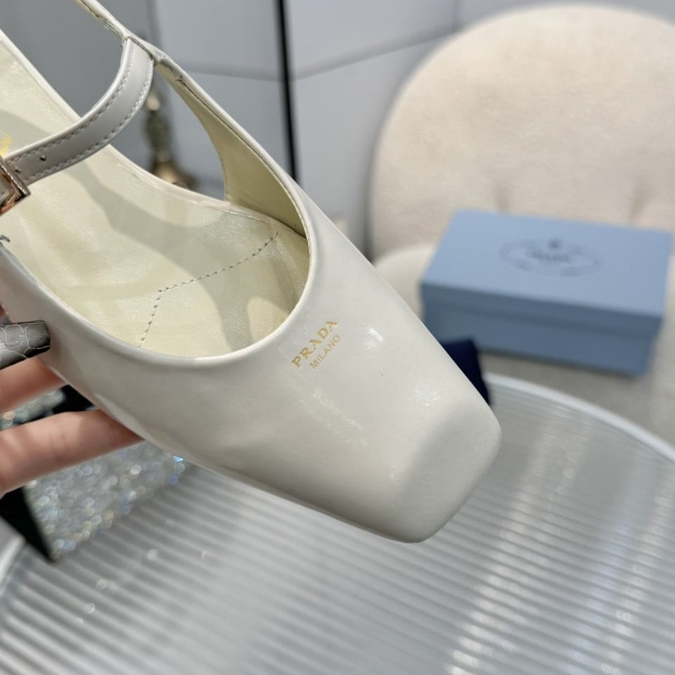 Prada Patent Leather Slingback Ballerinas Ivory 1F828N 069 F0304 F 015 view 5